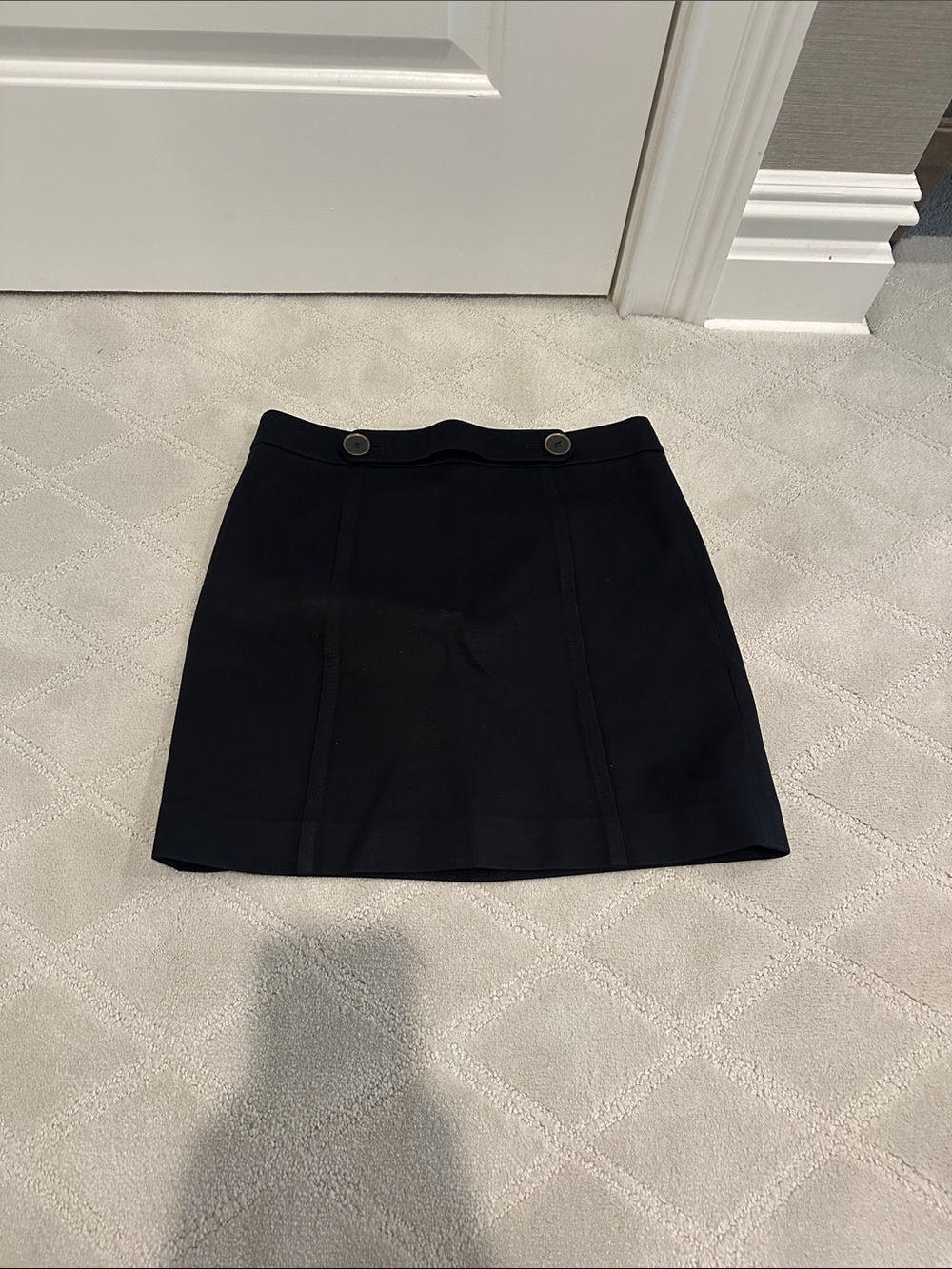 LOFT Black Button-Accent Mini Skirt